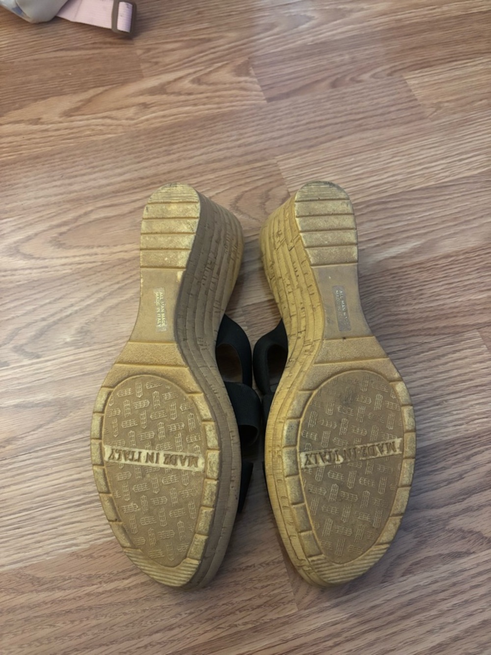 Italian Shoemakers Black Cork-Effect Wedge Slide Sandals Size 11 - Picture 3 of 9